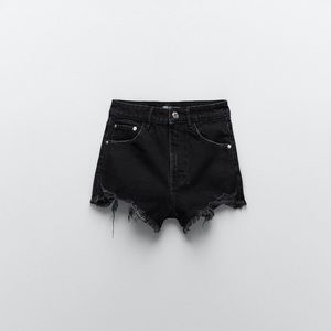 Zara black frayed high rise denim shorts !
